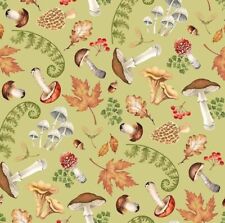 Fat Quarter Northcott Wild Harvest Autumn Toadstool Fern Leaf 100% Cotton Fabric