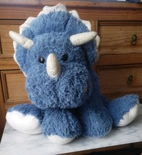 Large Blue Dinasaur Triceratops 2ft Soft Toy Kids Plush - Children's Room Decor