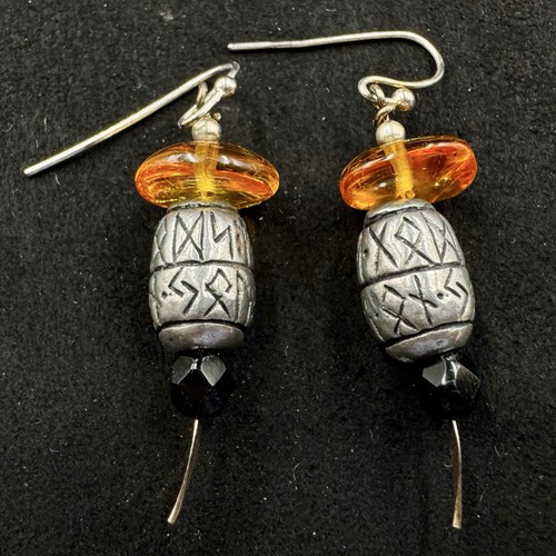 Amber obsidian earrings - amber,