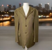 M&S Wool Cashmere Italian Blazer Tailored Jacket Men Sz 44 Large Gold Brown