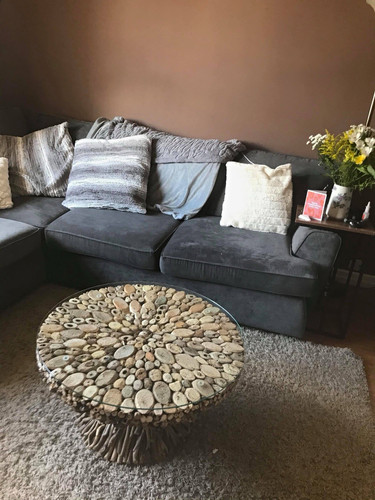 Round glass top coffee table - glass,