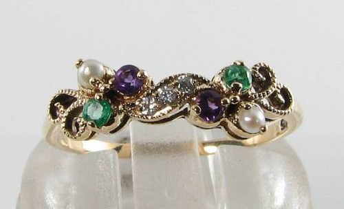 9ct gold amethyst emerald - 9ct,