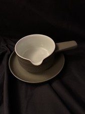 Denby Chevron Sauce Gravy Boat Jug And Stand Saucer Drip Plate
