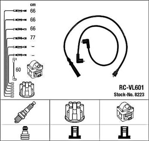 Black ignition cable kit ngk - black,