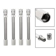 4PCS 100mm Car Tyre Wheel Valve Extension Rod Extender Caps Metal Stem Universal