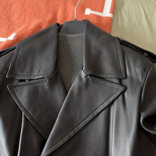 Max mara black leather coat - max,