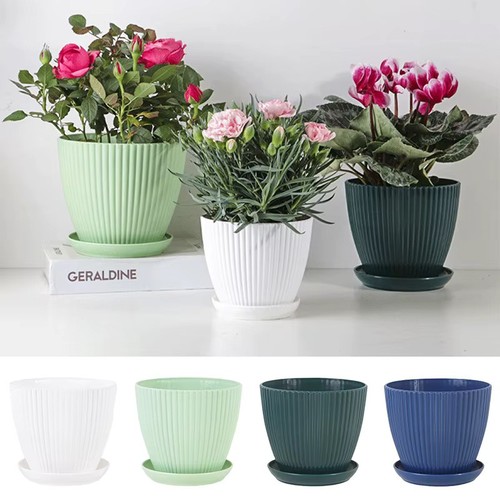 Plastic plant flower pots - plastic,