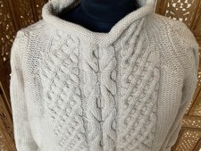 Cosy Celtic Clothing Cable Knit Jumper M 100% wool Cream