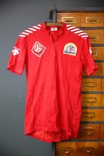 Vintage Descente Cycling Road Bike Jersey Made in Japan 70s 80s Patches Red