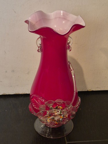 Vintage cranberry glass vase - vintage,