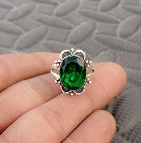 Handmade emerald ring 925 - handmade,