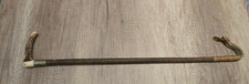 Vintage Antique England Horse Bull Whip Crop Antler Stag Steel Lined