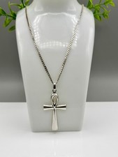 Vintage 1994 Sterling Silver “The Ankh” Egyptian Cross & 20” Sterling Curb Chain