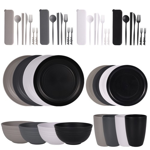 Wheat straw dinnerware set - straw,