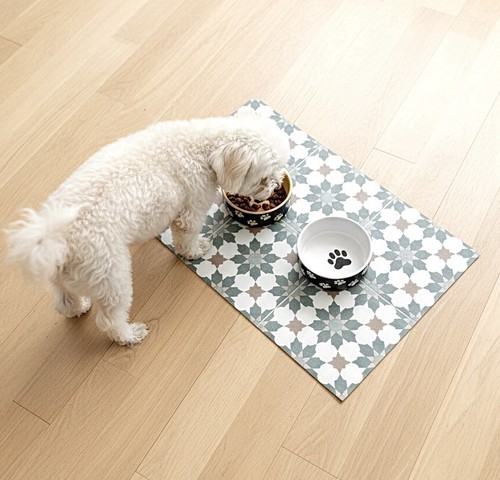 Patterned pet bowl - mat, dog