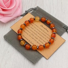 GEMSTONE BRACELETS 8MM Handmade Crystal Healing Chakra Velvet Pouch & Card.