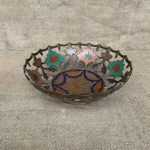 Enamel brass cut out bowl - bowl,