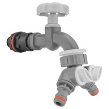 Garden Water Butt Double Outlet Kit – Rain Barrel Tank Fitting (26mm Hole)