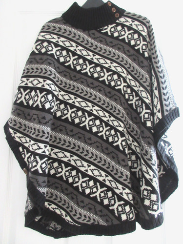 Poncho ladies black grey - ladies,