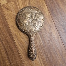 Antique Sterling Silver Hand Mirror Cherub Angel Henry Dimes 1904 Birmingham (M)