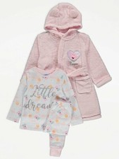 Kids Girls Peppa Pig Pyjamas pj's Fleece Dressing Gown 3 Piece Set  5-6 years