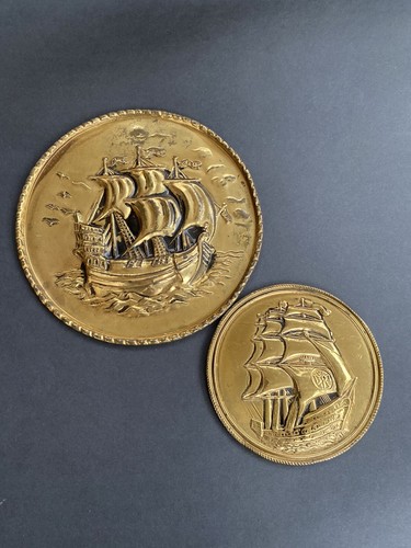 Vintage brass wall plate - plate,