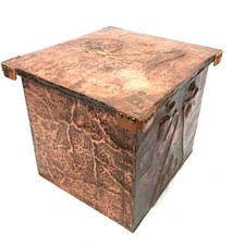 Antique Art Nouveau Copper Coal Scuttle  / Fire Wood Kindling Bucket Box c.1900