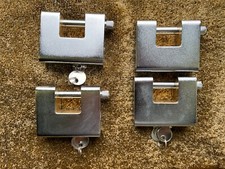 4x 90mm armoured shutter container padlocks