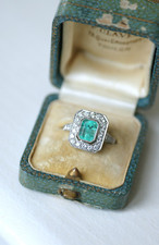 Art Deco Style 2.0Ct Lab-Created Diamond And Emerald Bezel Halo 925 Silver Ring