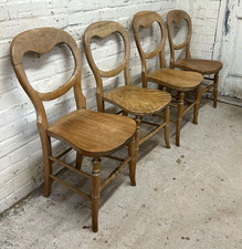Set of 4 Antique Pine & Beech Farmhouse Kitchen Dining Chairs (Can Deliver)