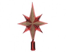 Red Christmas Tree Star Topper Luxury Shatterproof Glitter Star Tree Decoration