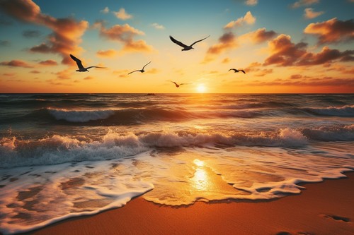 Sunset beach seascape - sunset,
