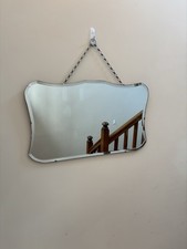 Vintage Wall Mirror with Chain, Vintage Frameless Mirror