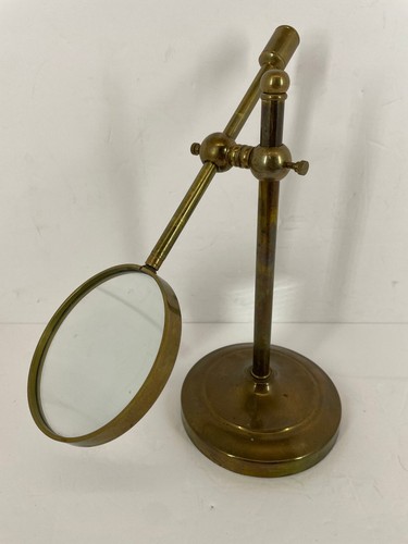 Vintage brass desk magnifier - vintage,