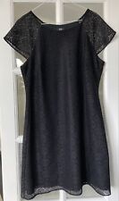 F & F Black Lace Lined Shift Dress - Size UK 14