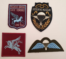 4 x British Airborne Para  Embroidered Badges Patches. June 1944 Pegasus Bridge
