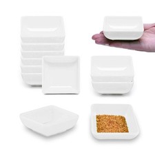 12-Pack White Square Sauce Bowls 2.95in Porcelain Dipping Ramekins Dishes