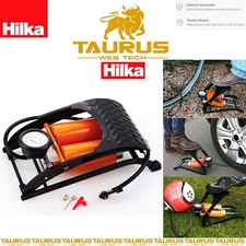 RAC Heavy Duty Double Barrel Foot Pump Thumb Lock Cycle Tyre Air Ball Inflatable