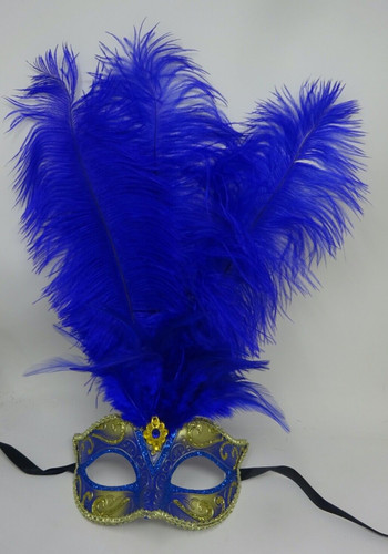 Feather mask blue gold - &,