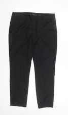 Zara Women Black Chino Trousers Size 12 Slim Fit Cotton Stretch