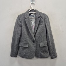 Joules Horatia Grey Herringbone Tweed Country Hacking Smart Blazer Jacket Uk 8
