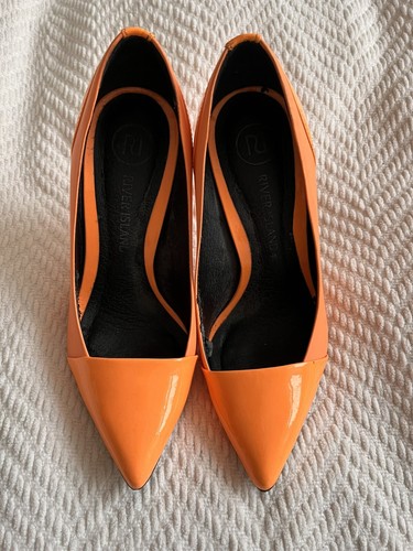 Orange pointed stiletto heels - pointed,