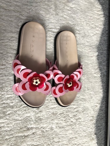 Pink zara sandals slides - zara,
