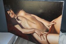 Original Fabulous Modern Painting Oil on Canvas of a Naked Lady Signed 'Chester'