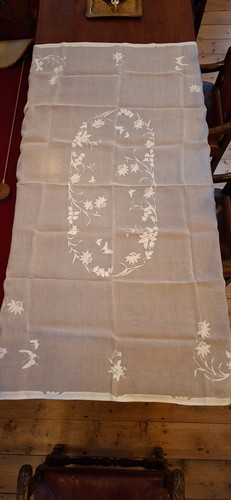 Fine white embroidered - white, linen