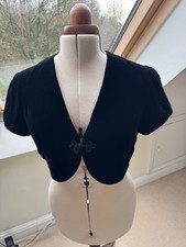 George Collection Short Sleeve Velvet Bolero Black Size 14