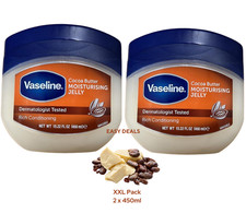 2 x 450ml XXL Vaseline COCOA BUTTER Rich moisture Petroleum Jelly for soft skin