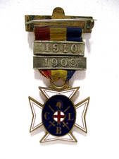 Rare Vintage Church Lads Brigade Enameled  1909 & 1910 WW1  Youth Service Medal