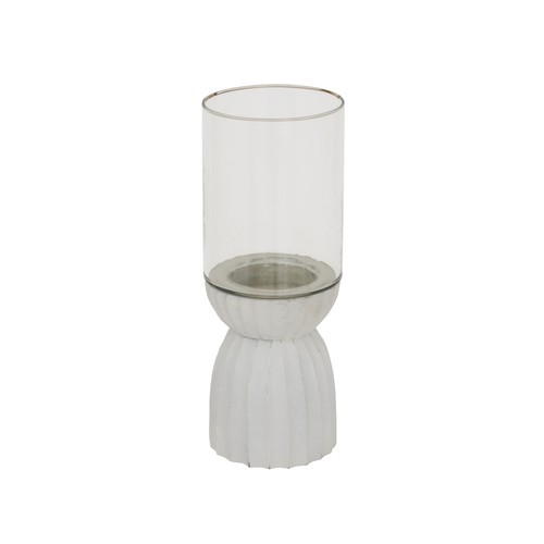 White carved glass hurricane - white,