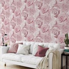 Muriva Bella Soft Pink Wallpaper Flower Rose Bloom 3D Effect Floral Designer 